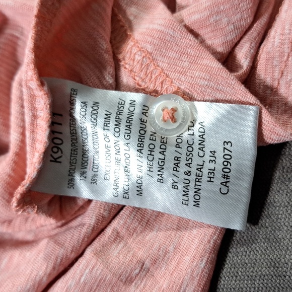 Kangol Salmon Pink White Four Button Rounded Neck Striped Tee VG XL - Picture 7 of 11